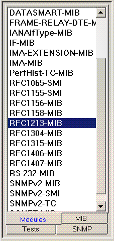 Select an SNMP module for testing